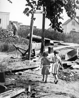 Two Young Girls at a Construction Site on Sherry Avenue