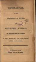 Report, In Part, of the Committee of Revisal, and Unfinished Business