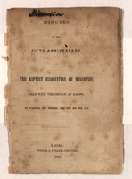 Minutes of the Fifth Anniversary of the Baptist Association of Wisconsin