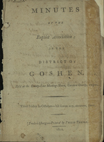 Minutes of the Baptist Association in the District of Goshen