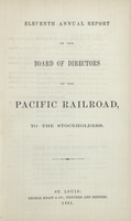 Eleventh Annual Report of the Board of Directors of the Pacific Railroad