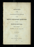Minutes of the Fourteenth Anniversary Baptist Missionary Convention of the State of New York