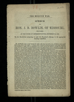 The Mexican War Speech of Hon. J.B. Bowlin, Of Missouri