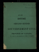 Estimé De Certaines Dépenses Du Gouvernement Civil De la Province Du Canada