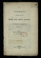 An Address, Delivered Before the Missouri Native American Association, in the City of St. Louis.