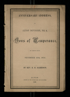 Anniversary Address, to Alton Division, No. 4, Sons of Temperance, at their Hall, December 25, 1852