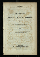 Minutes of the Kentucky Baptist Anniversaries; Held in Georgetown, October, 1845
