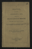 An Oration, Delivered February 1, 1841, Before the Grand Lodge of Missouri, in the City of St. Louis