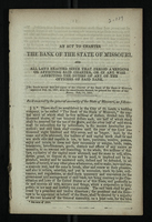 An Act to Charter the Bank of the State of Missouri