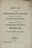Minutes of the Richland Creek Baptist Association