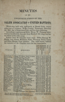 Minutes of the Twentieth Session of the Salem Association of United Baptists