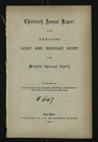 Thirteenth Annual Report of the New-York Ladies' Home Missionary Society of the Methodist Episcopal Church