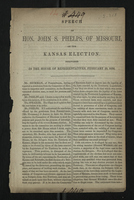 Speech of Hon. John S. Phelps, of Missouri, on the Kansas Election