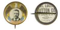 Portrait of Theodore Roosevelt with Eagle on Gold button