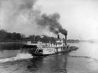 Chartered Dredge Tender L. A. Fulton at Mustapha Island