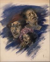 Drawing of Jeannie Cheatham, Sippie Wallace, and Big Mama Thornton
