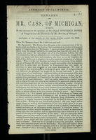 Admission of California: Remarks of Mr. Cass, of Michigan