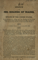 Speech of Mr. Holmes, of Maine, in the the Senate of the United States
