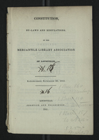 Constitution, By-Laws and Regulations, of the Mercantile Library Association of Louisville