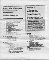 Ranly on grammar. Session 1: Clauses, Sentences, Punctuation