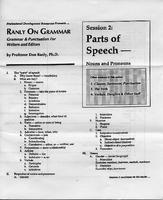 Ranly on grammar. Session 2: Parts of speech: Nouns and pronouns