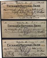 Three Exchange National Bank receipts dated 1917-1918