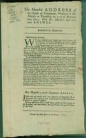 Humble address of the House of Commons, presented to Her Majesty on Thursday the IIth of November, 1703