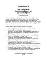Lucubrator : with transcript and student papers