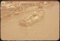 Hiller 07-084: Boat on the water, with people, Soochow Creek