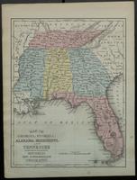 Map of Georgia, Florida, Alabama, Mississippi, and Tennessee