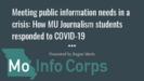 Mertz: Meeting public information needs in a crisis: How MU Journalism students responded to COVID-19