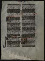 Manuscript folio from the Book of Amos with illuminated initials.