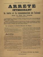 Arrêté interdisant la vente et la consommation de l'alcool dans la Zone des Armées