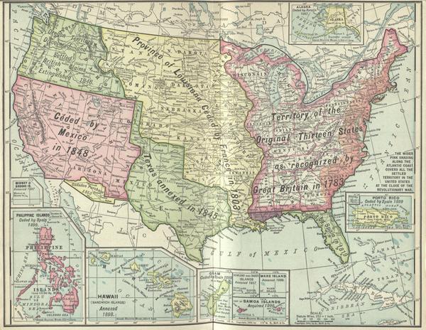Colored map of Louisiana Purchase territory and all acquisitions | MU Digital Library ...