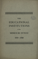 Catalog of the Educational Institutions of the Evangelical Lutheran Synod of Missouri, Ohio, and Other States