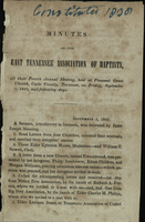 Minutes of the East Tennessee Association of Baptists