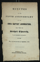 Minutes of the Fifth Anniversary of the Iowa Baptist Association