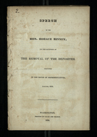 Speech Of The Hon. Horace Binney, On The Question Of The Removal Of The Deposites