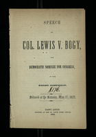 Speech of Col. Lewis V. Bogy