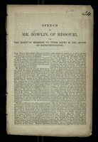 Speech of Mr. Bowlin, of Missouri, on the Right of Members to their Seats