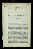 Letter to the Hon. Jesse D. Bright