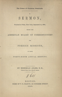 A Sermon, Preached at Utica, New York, September 11, 1855, Before the American Board of Commissoners for Foreign Missions