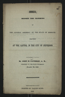 Address, Before the Members of the General Assembly of the State of Missouri