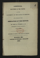 Address, Delivered in the Chapel of the University of the State of Missouri: On Occasion of the Edifice