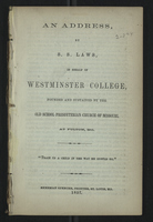 An Address by S. S. Laws, in Behalf of Westminster College