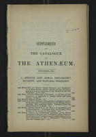 Supplement to the Catalogue of Anthenaeum, December 1845