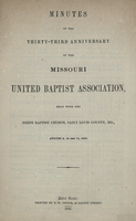 Minutes of the Thirty-Third Anniversary of the Missouri United Baptist Association