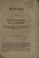 Minutes of Mount Pleasant Baptist Association, 1826