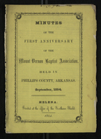 Minutes of the First Anniversary of the Mount Vernon Baptist Association