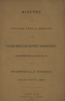 Minutes of the Twelfth Annual Meeting of the Saline Regular Baptist Association